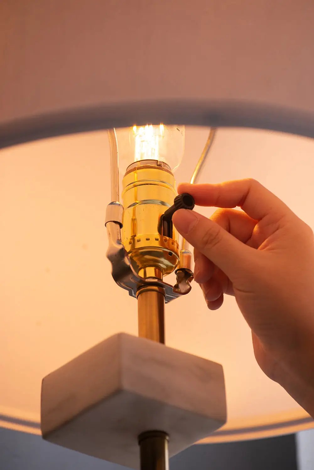 D15x30' Table Lamp with White Marble and Brass Frame by HouseOfZazla