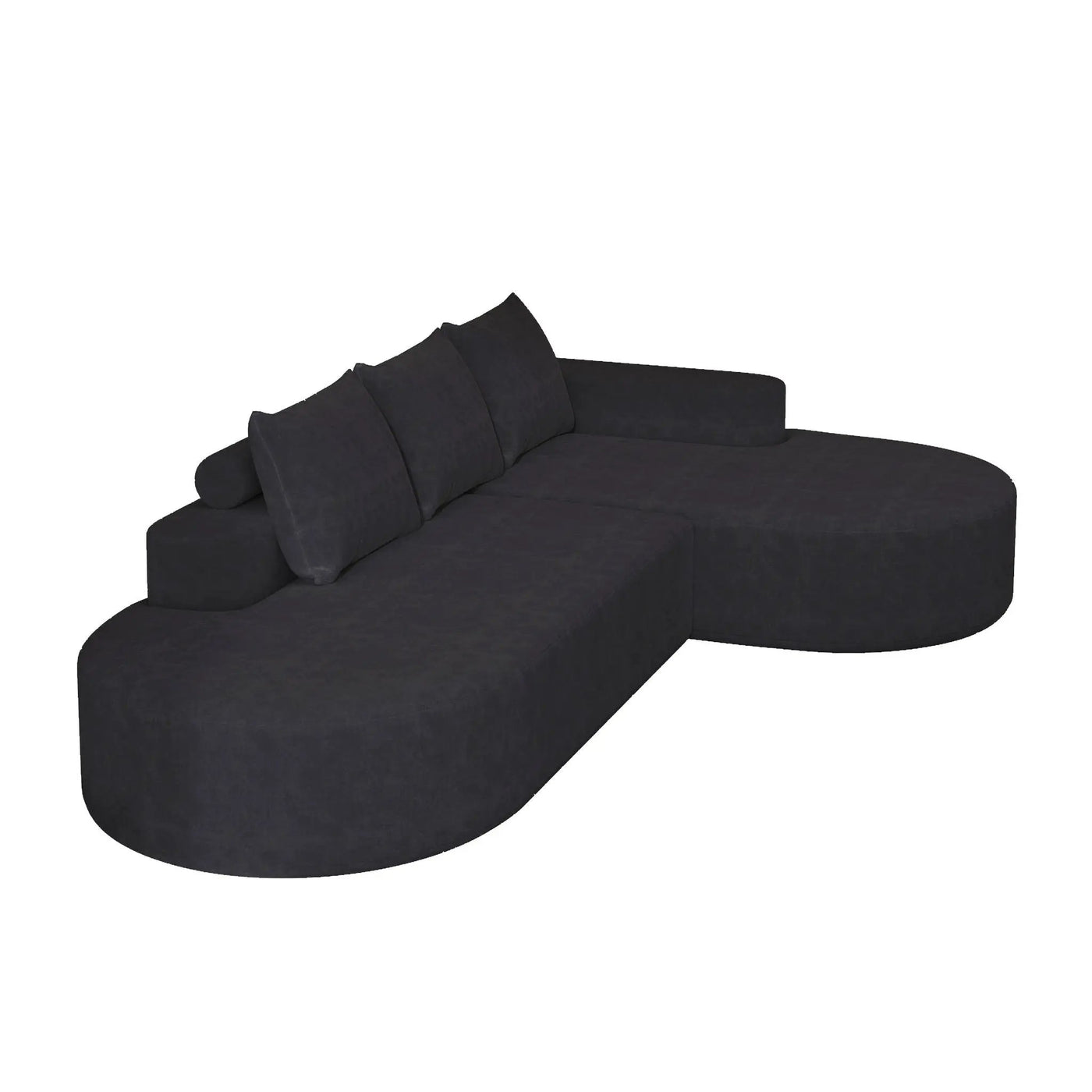 Modern Curved Sofa, L-Shaped Modular Sectional Set With 3 Pillows by HouseOfZazla