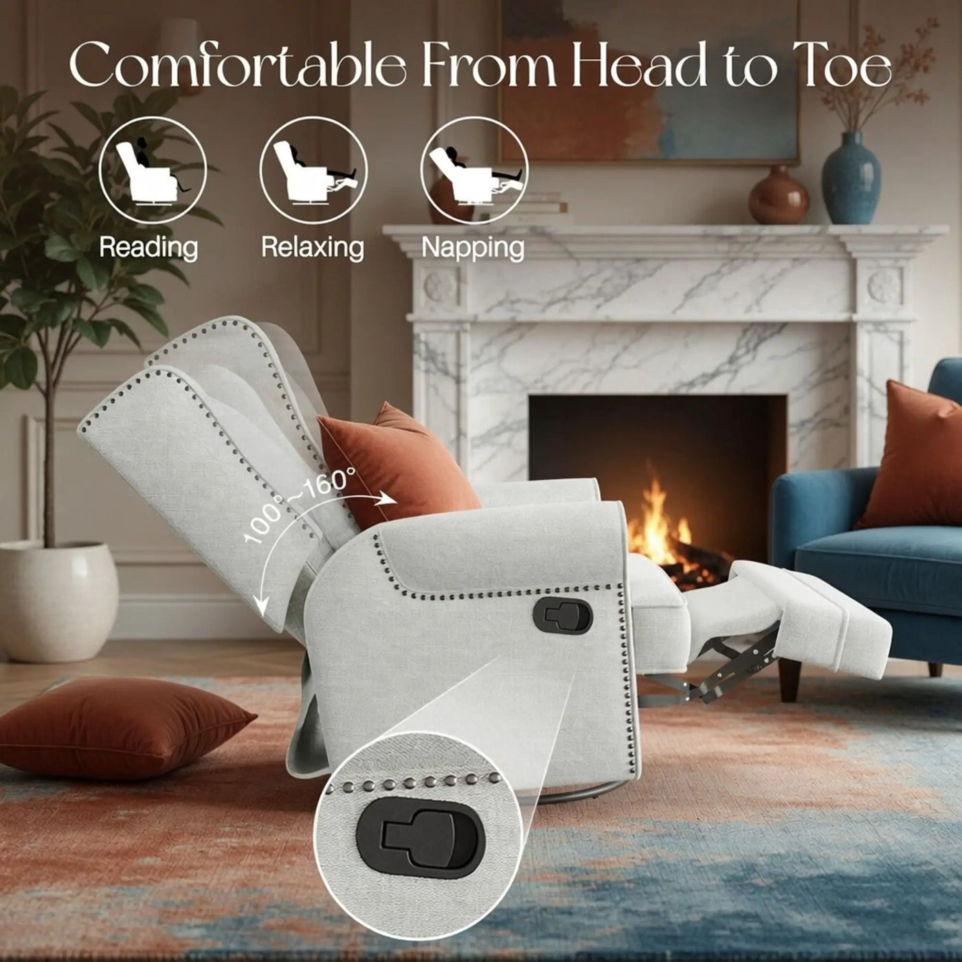 Extra Wide Swivel Recliner Glider Chair With Footrest by HouseOfZazla
