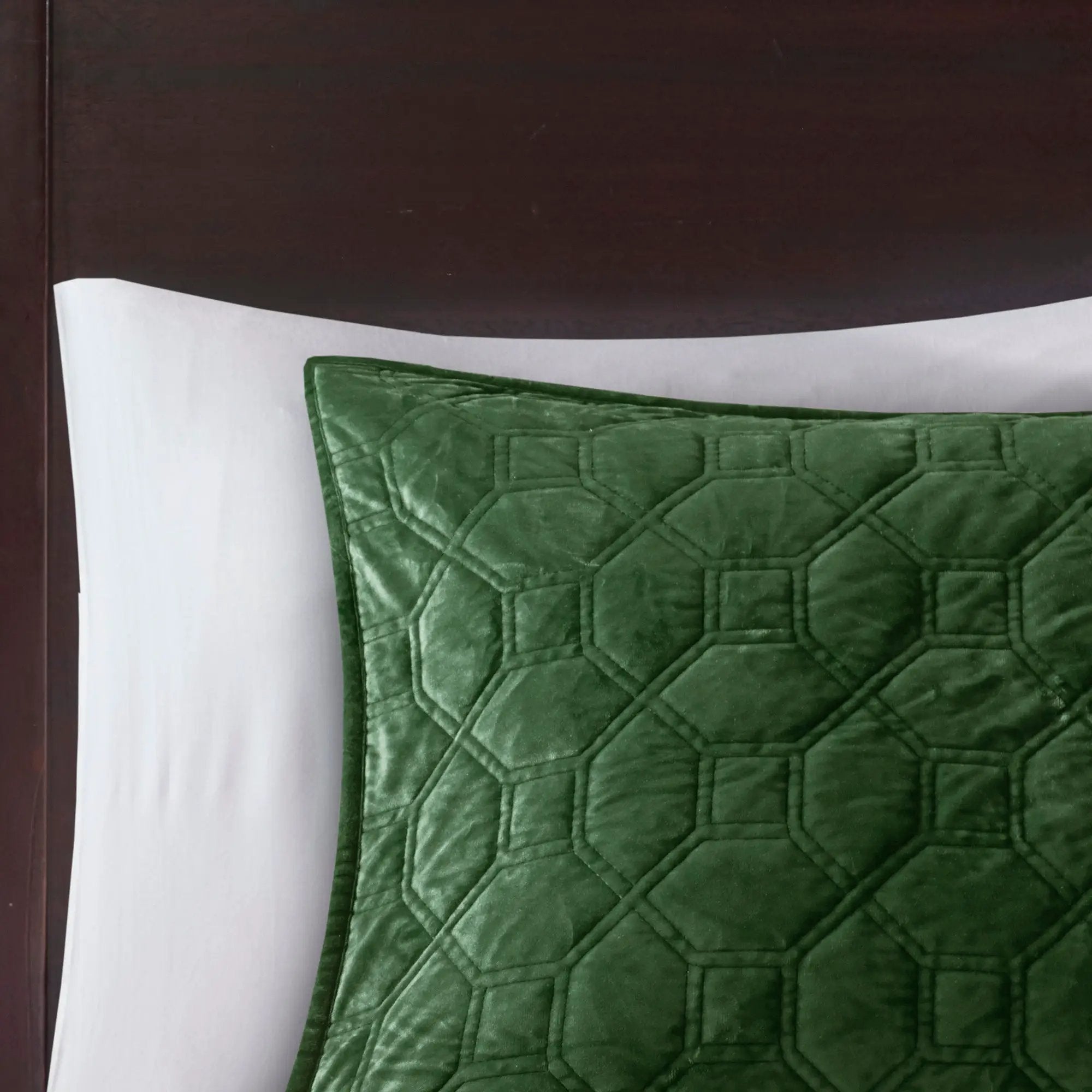 3 Piece Velvet Quilt Set Green Full/Queen by HouseOfZazla