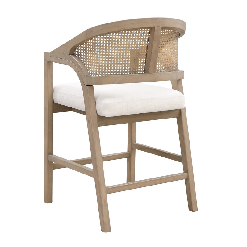 Wooden Frame Counter Stool with Rattan Back - Set of 2 by HouseOfZazla