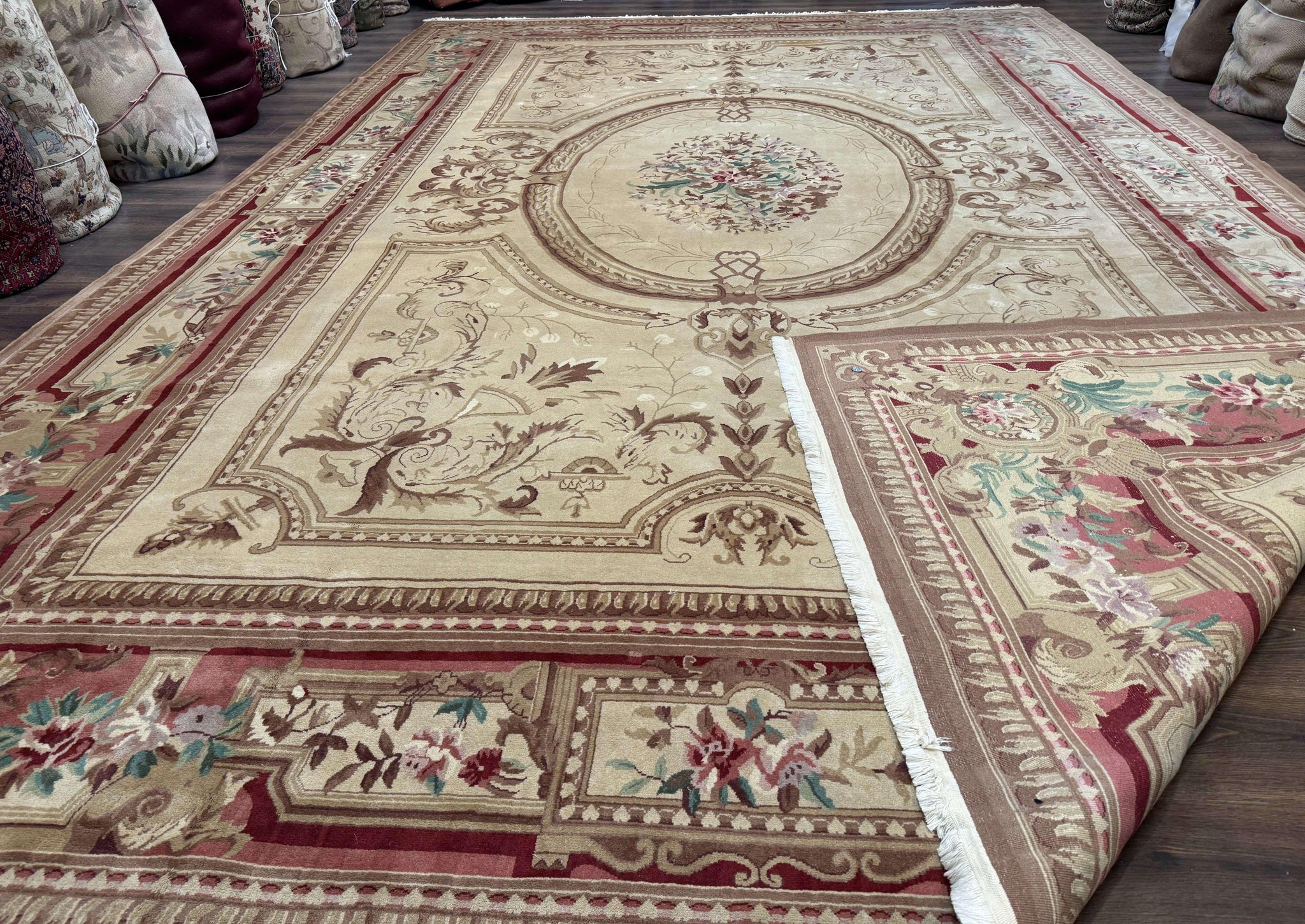 Palace Size Aubusson Rug 12x18, Extra Large, French European Carpet, Soft Wool Pile, Elegant by Jewel Rugs