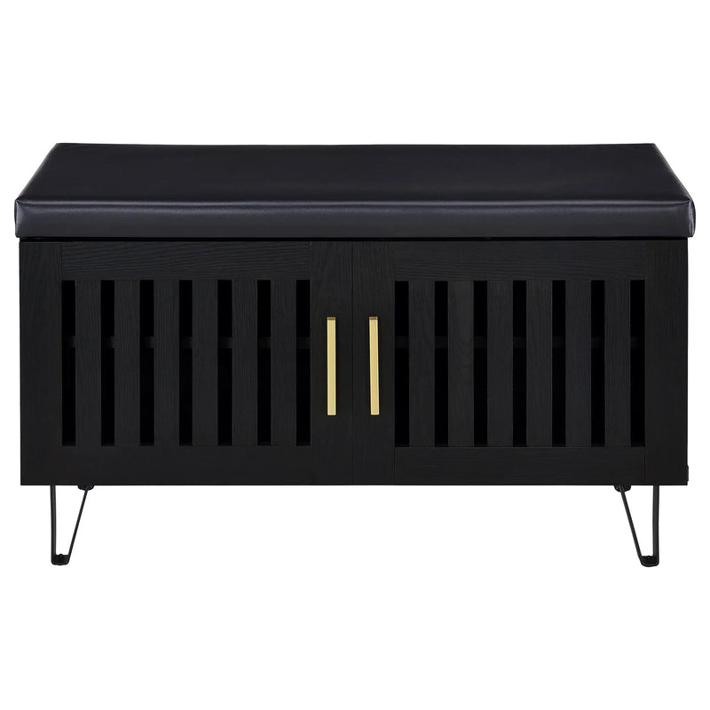 Brixton 2-door Padded Entryway Shoe Storage Bench Black by Unique Piece Furniture