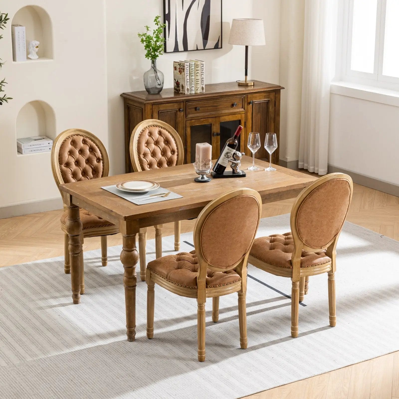 Set of 2 French Style Solid Wood Antique Dining Chairs by BLAKHOM