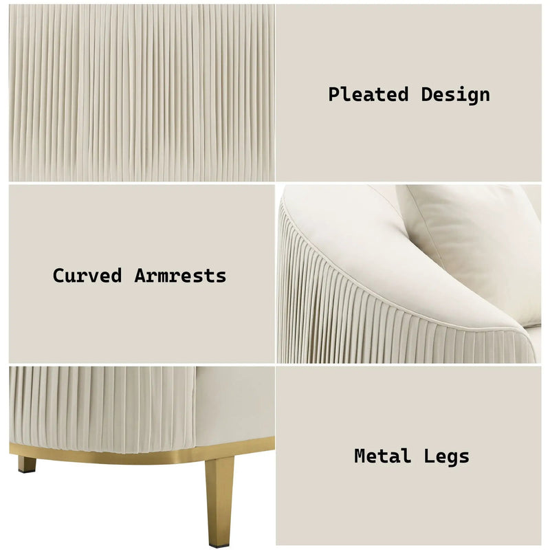 Martina - Loveseat With 2 Pillows - Ivory by HouseOfZazla
