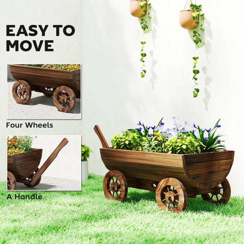 Outsunny Wooden Wagon Planter Box by HouseOfZazla