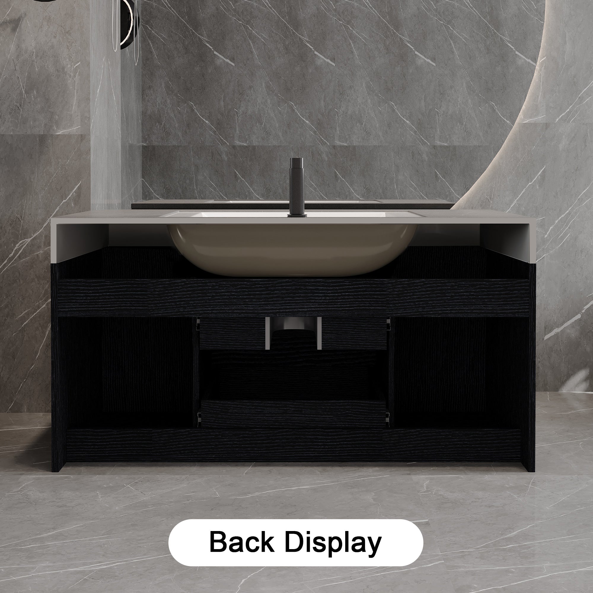 39.4 Inches Single Contemporary Floating Bathroom Vanity by HouseOfZazla
