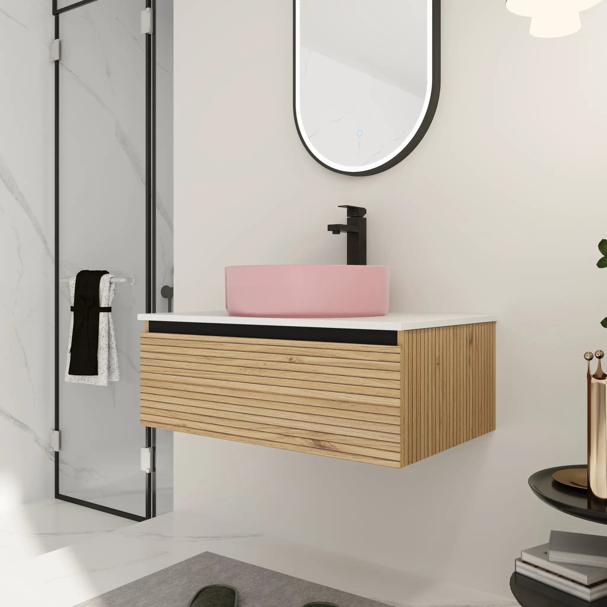 30" Wall-Mounted Bathroom Vanity with Art Ceramic Sink by HouseOfZazla