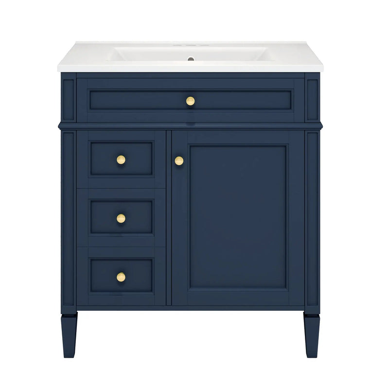 Bathroom Vanity With Medicine Cabinet, Royal Mirror Cabinet, Modern Bathroom Storage Cabinet With 2 Soft Closing Doors And 4 Drawers by HouseOfZazla