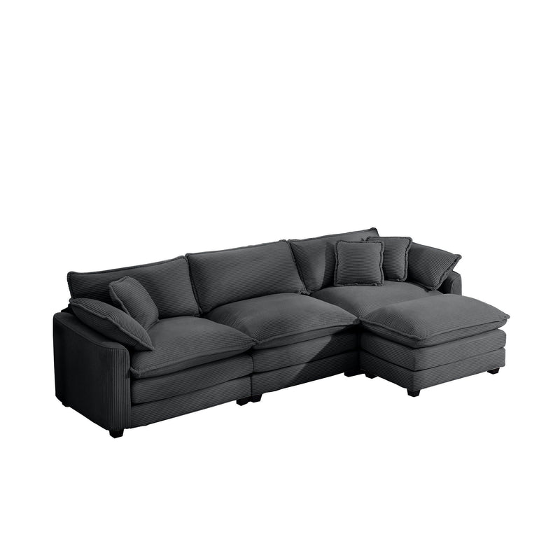 Modern Oversized Modular Cushion Sofa With Ottoman, Low Back, Deep Seating Sofa Set by Unique Piece Furniture