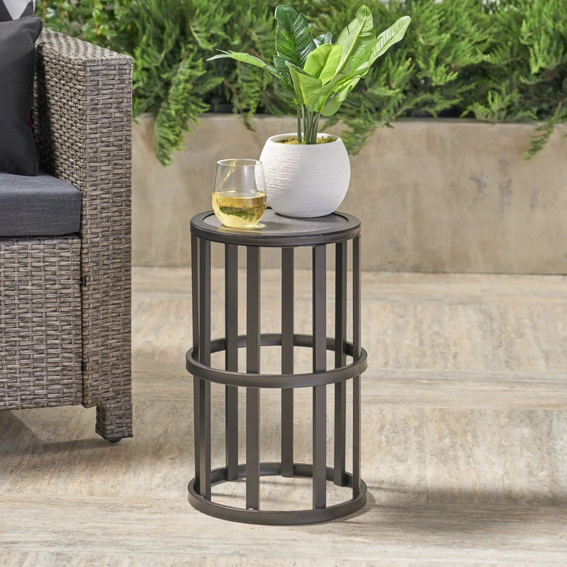 Outdoor Powder Coated Side Table - Gray by HouseOfZazla