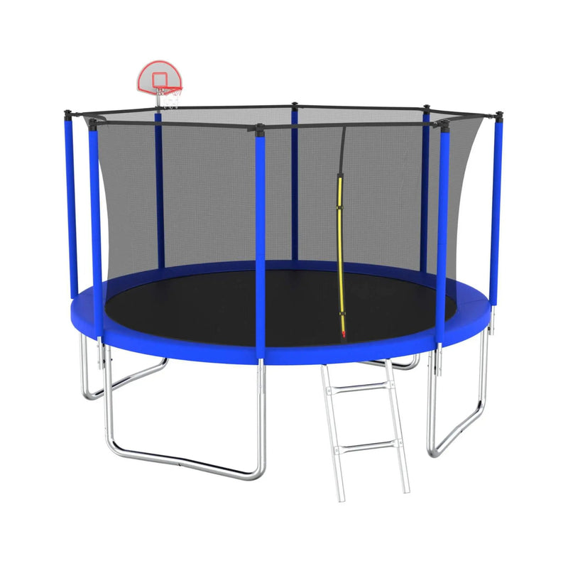 Premium 12FT Outdoor Backyard Trampoline For Kids And Adults With Basketball Hoop And Safety Enclosure (SAK15723) by SAKSBY WHOLESALE