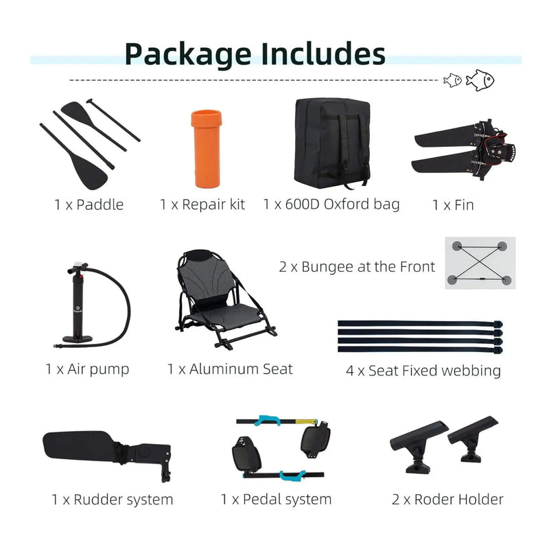 Portable 12FT Lightweight Inflatable PVC Fishing Kayak With Pedal System (SAK64328) by SAKSBY WHOLESALE