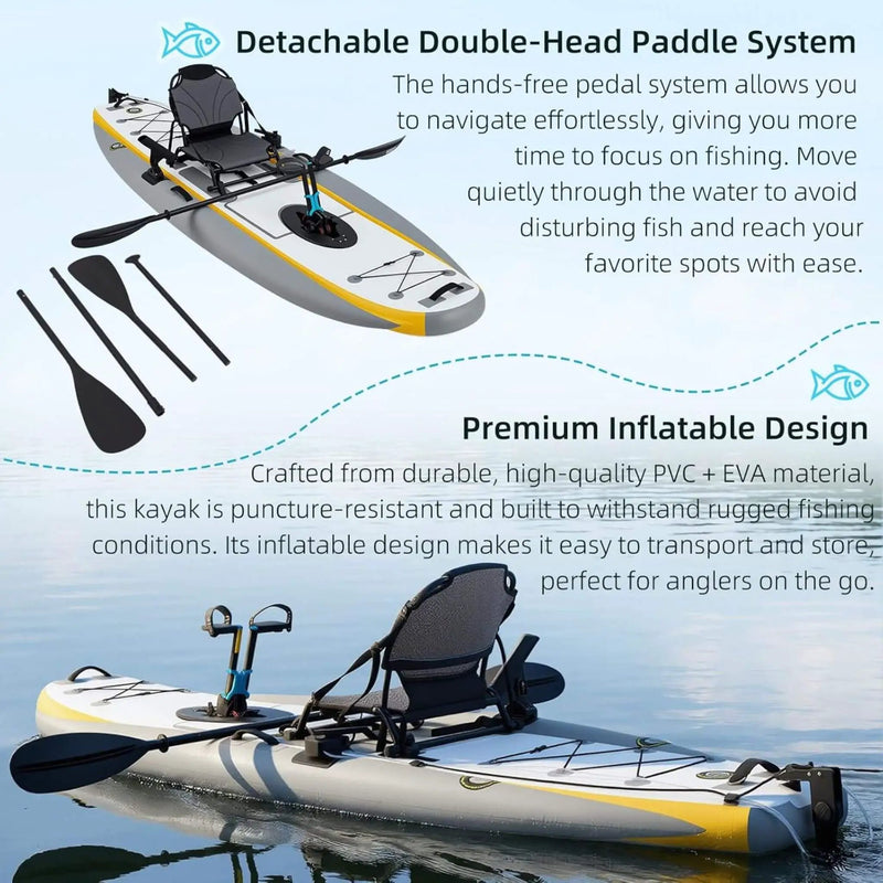 Portable 12FT Lightweight Inflatable PVC Fishing Kayak With Pedal System (SAK64328) by SAKSBY WHOLESALE