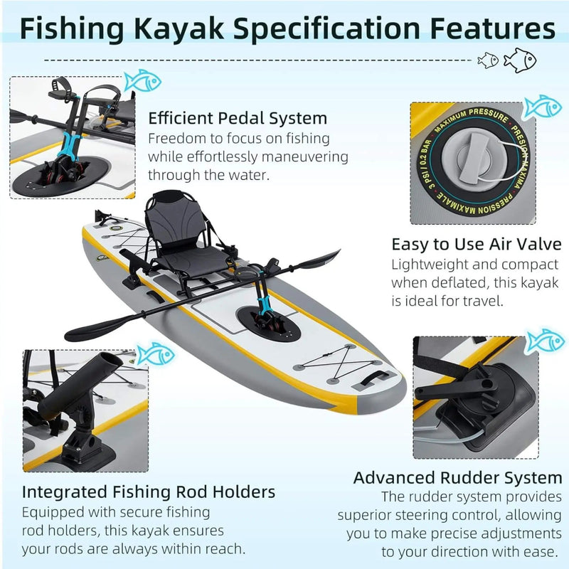 Portable 12FT Lightweight Inflatable PVC Fishing Kayak With Pedal System (SAK64328) by SAKSBY WHOLESALE