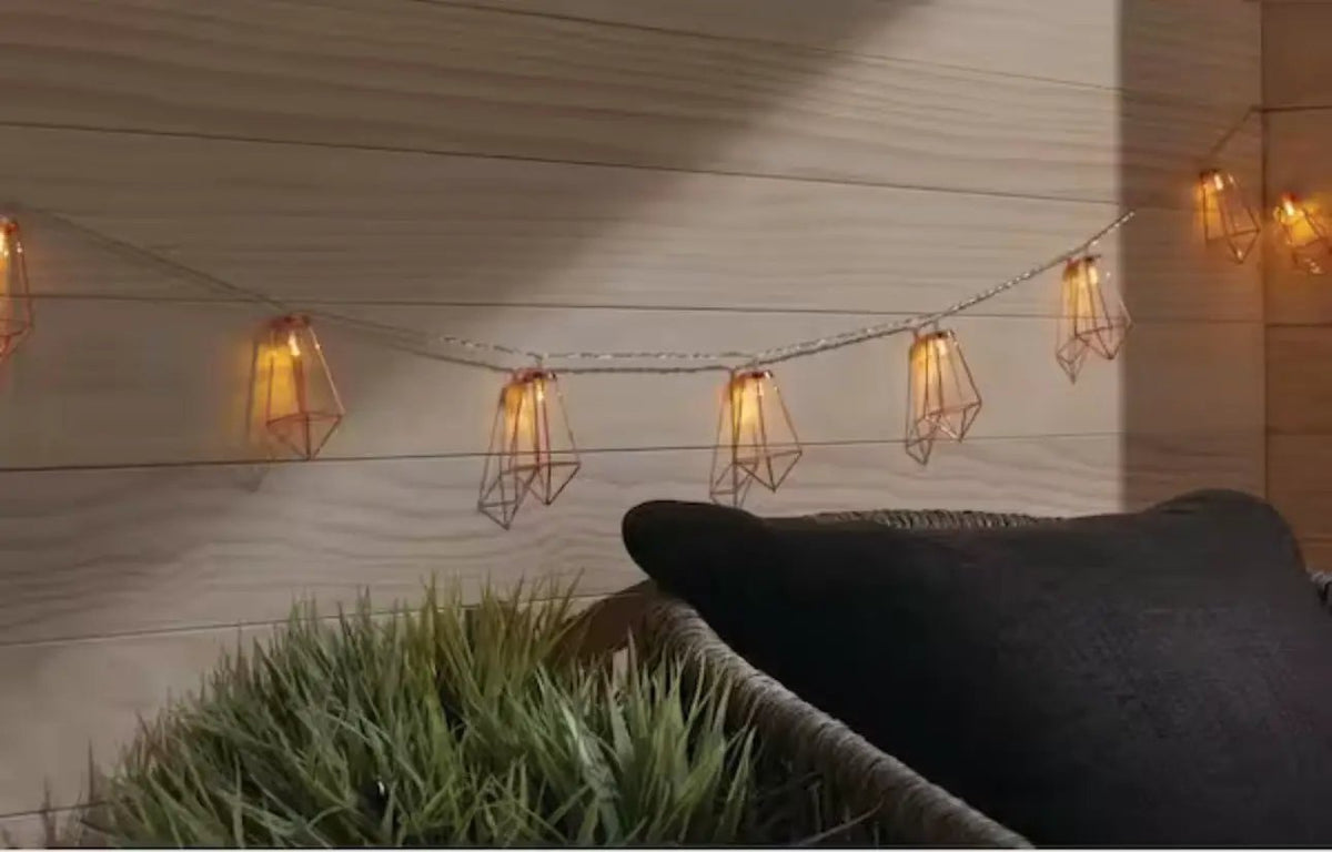 12Ft SmartYard Battery Operated Metal Indoor Integrated LED String Lights 10-Light by Outdoor Solar Outlet