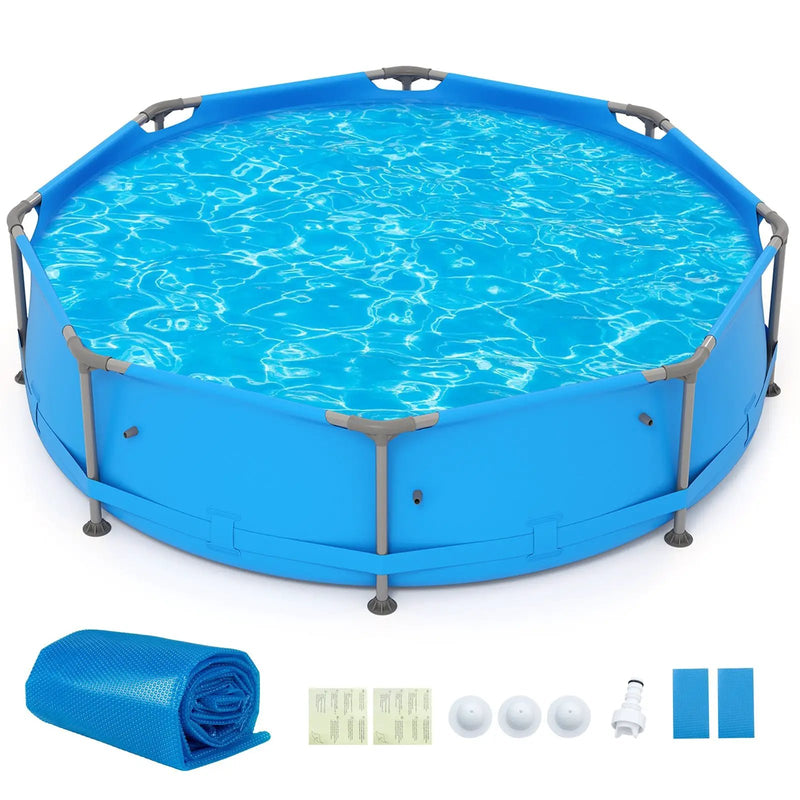 12ft x 30in Round Above Ground Swimming Pool with 12 ft Pool Cover by DirectDeals