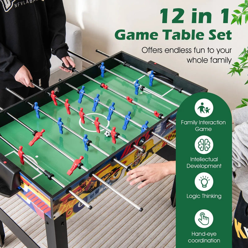 12-in-1 Combo Game Table Set with Foosball Air Hockey Pool Chess and Ping Pong by DirectDeals