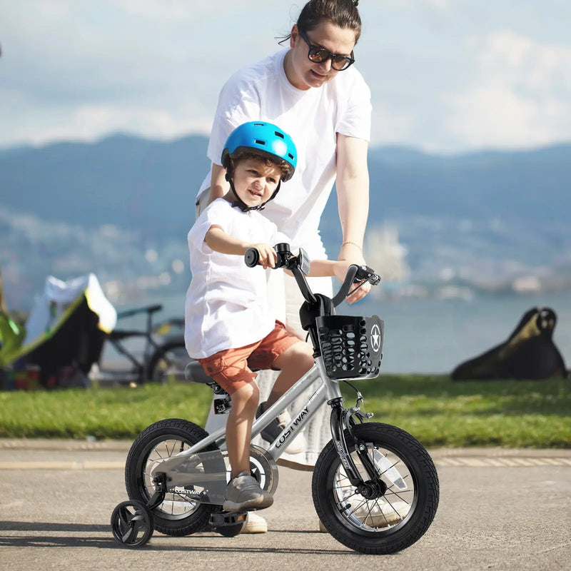 14 Inch Kids Bike Adjustable with Transparent Chain Cover for 4-5 Years Old by DirectDeals