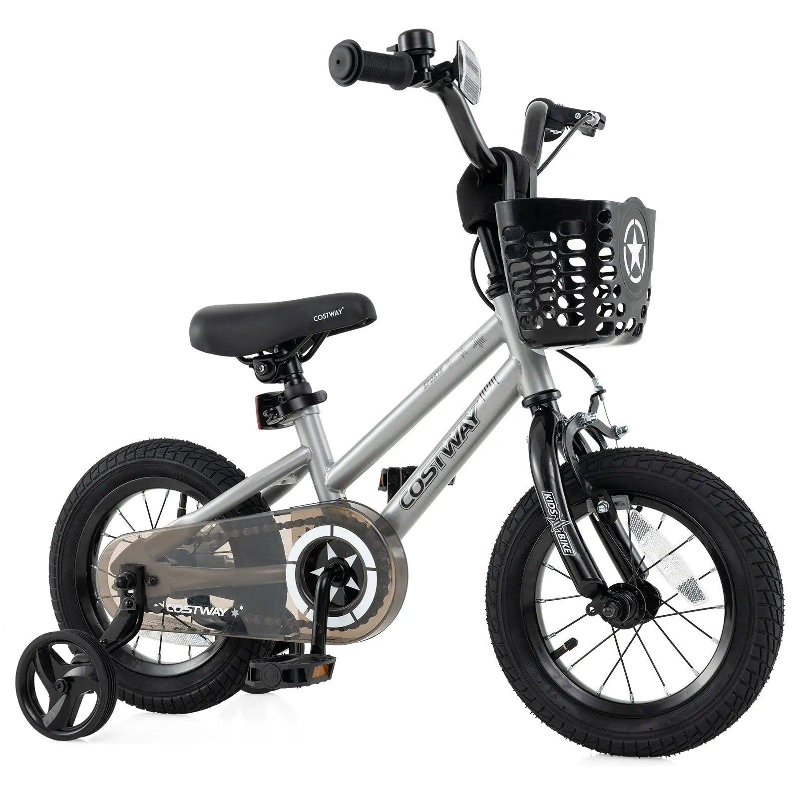 14 Inch Kids Bike Adjustable with Transparent Chain Cover for 4-5 Years Old by DirectDeals