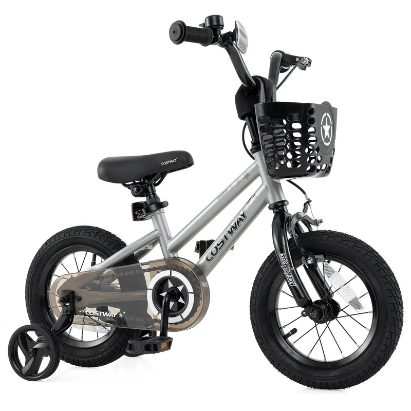 14 Inch Kids Bike Adjustable with Transparent Chain Cover for 4-5 Years Old by DirectDeals