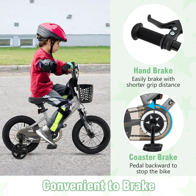 14 Inch Kids Bike Adjustable with Transparent Chain Cover for 4-5 Years Old by DirectDeals