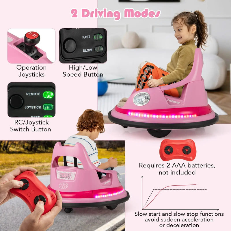 12V Kids Ride On Bumper Car with Remote Control and Dual Joysticks by DirectDeals