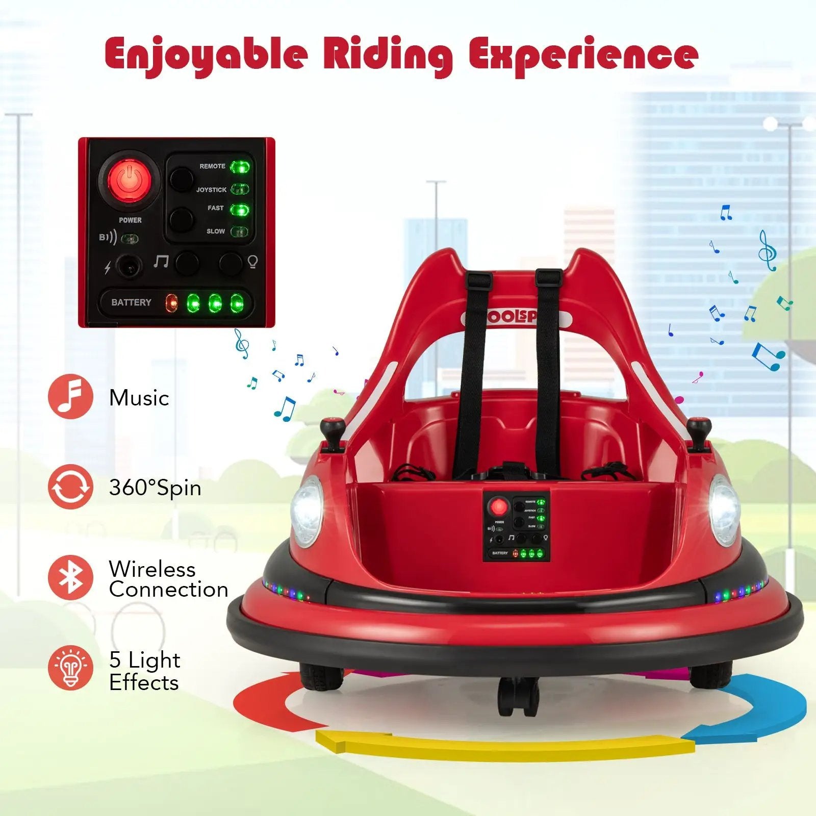 12V Kids Ride On Bumper Car with Remote Control and Dual Joysticks by DirectDeals