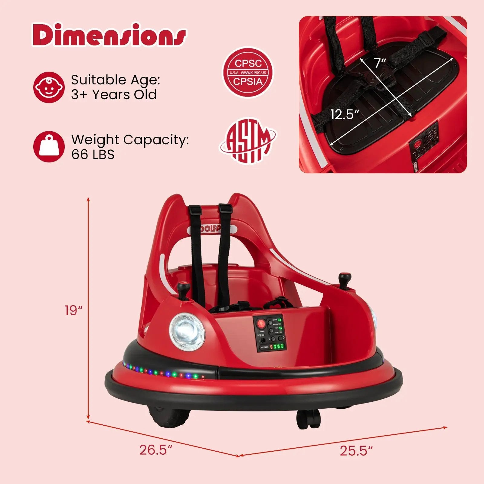 12V Kids Ride On Bumper Car with Remote Control and Dual Joysticks by DirectDeals