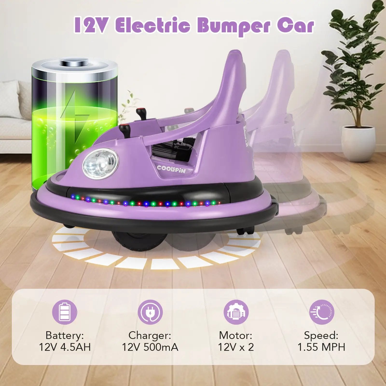 12V Kids Ride On Bumper Car with Remote Control and Dual Joysticks by DirectDeals