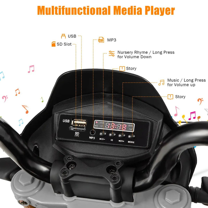 12V Kids Ride-On Motorcycle Aprilia Licensed with Sounds and Music by DirectDeals
