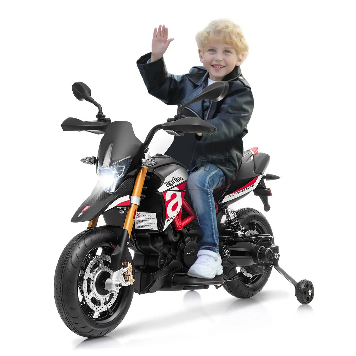 12V Kids Ride-On Motorcycle Aprilia Licensed with Sounds and Music by DirectDeals
