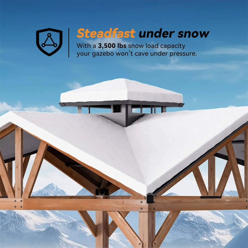[12X12FT] Alora Premium Outdoor Cedar Wood Hardtop Gazebo With Galvanized Steel Roof (SAK31864) by SAKSBY WHOLESALE