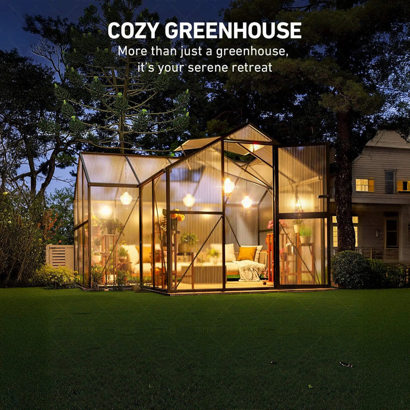 [12X12FT] Premium T-Shape Polycarbonate Greenhouse With UV Protection And Aluminum Frame (SAK27460) by SAKSBY WHOLESALE
