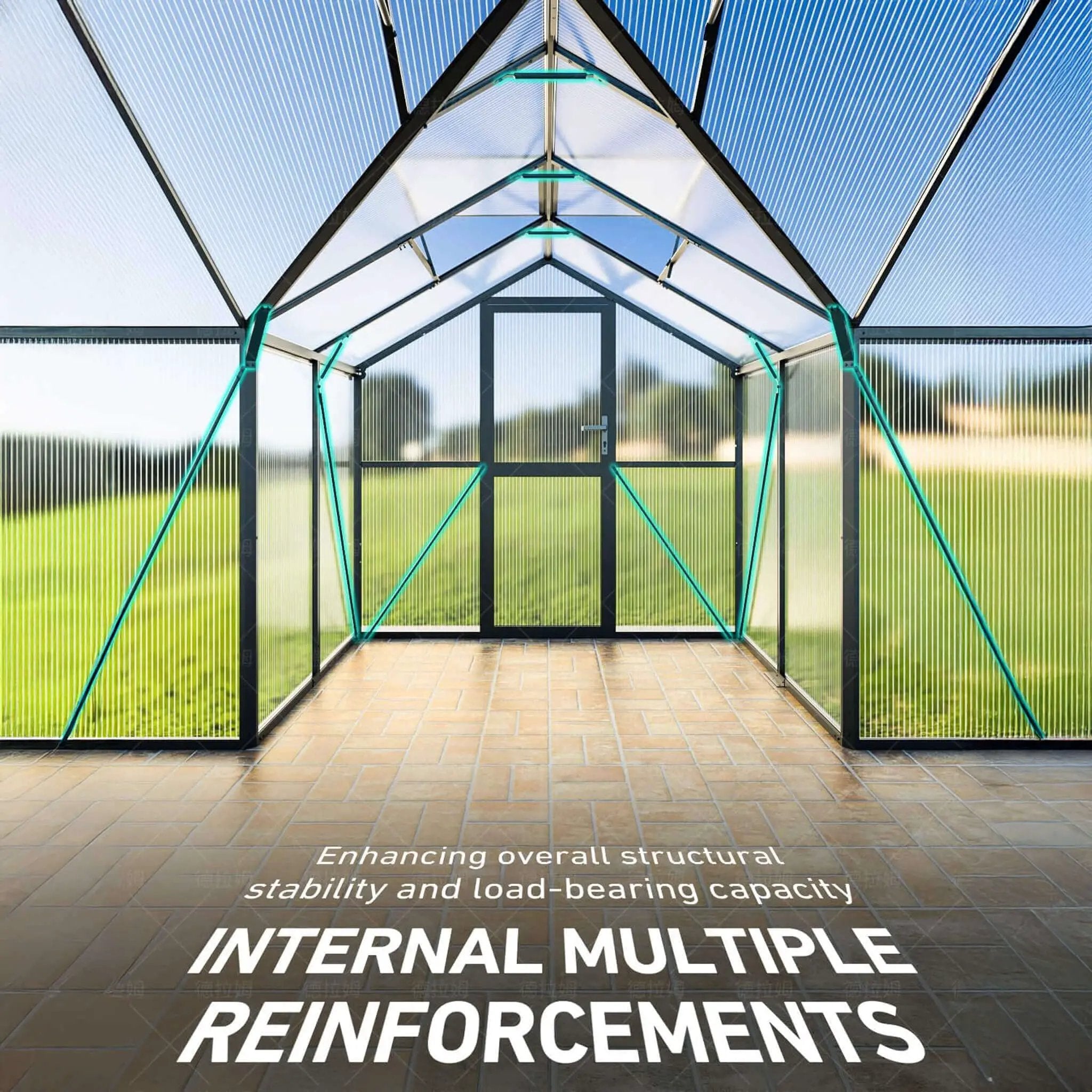 [12X12FT] Premium T-Shape Polycarbonate Greenhouse With UV Protection And Aluminum Frame (SAK27460) by SAKSBY WHOLESALE