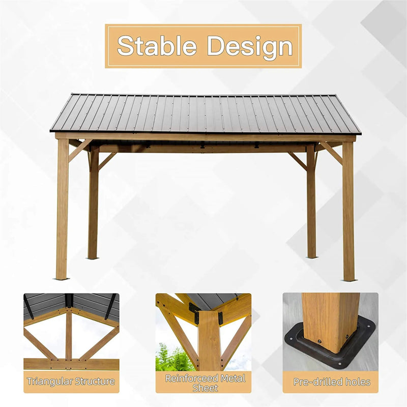 [12X14FT] Alora Hardtop All-Weather Outdoor Gazebo With Galvanized Steel Roof (SAK83261) by SAKSBY WHOLESALE