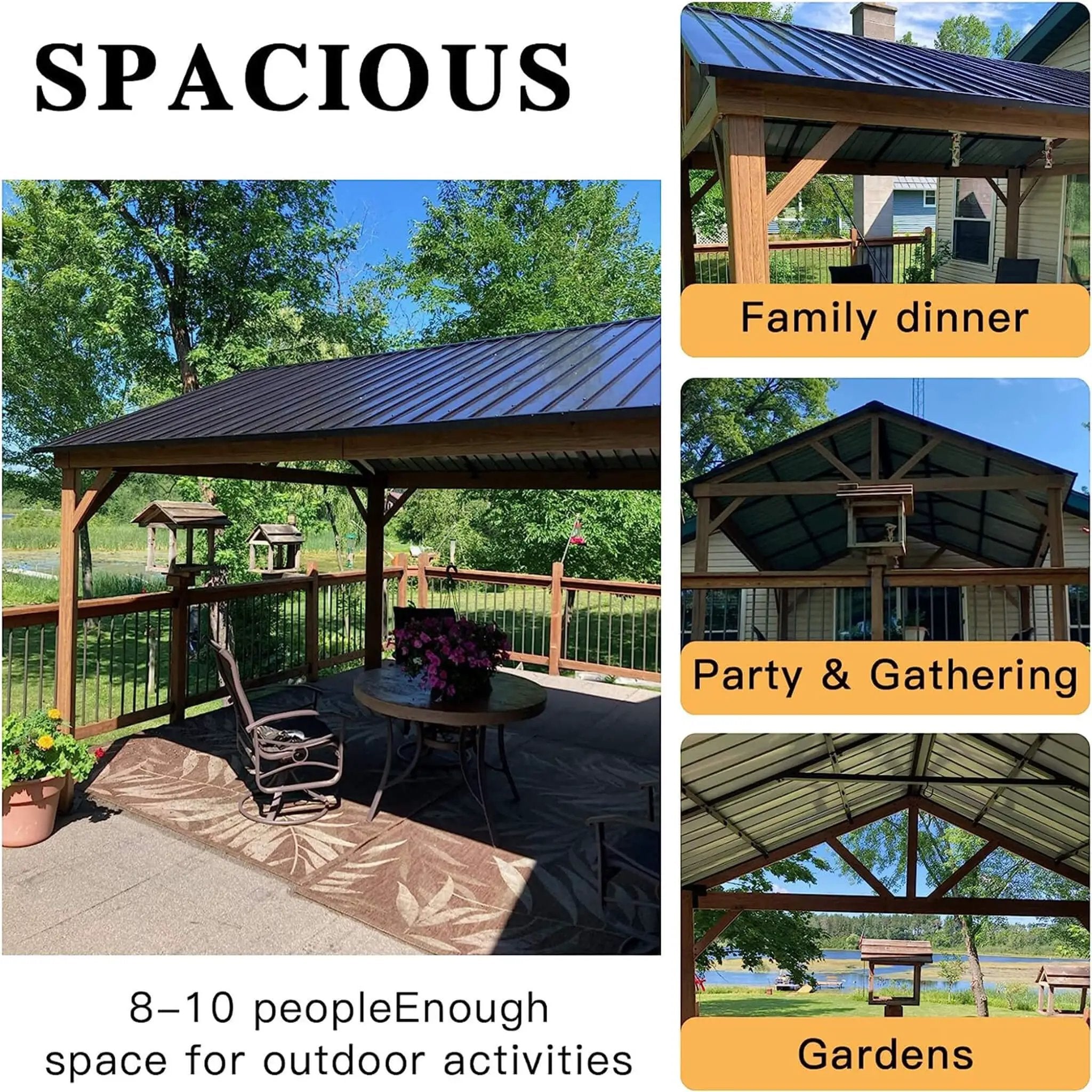 [12X14FT] Alora Hardtop All-Weather Outdoor Gazebo With Galvanized Steel Roof (SAK83261) by SAKSBY WHOLESALE