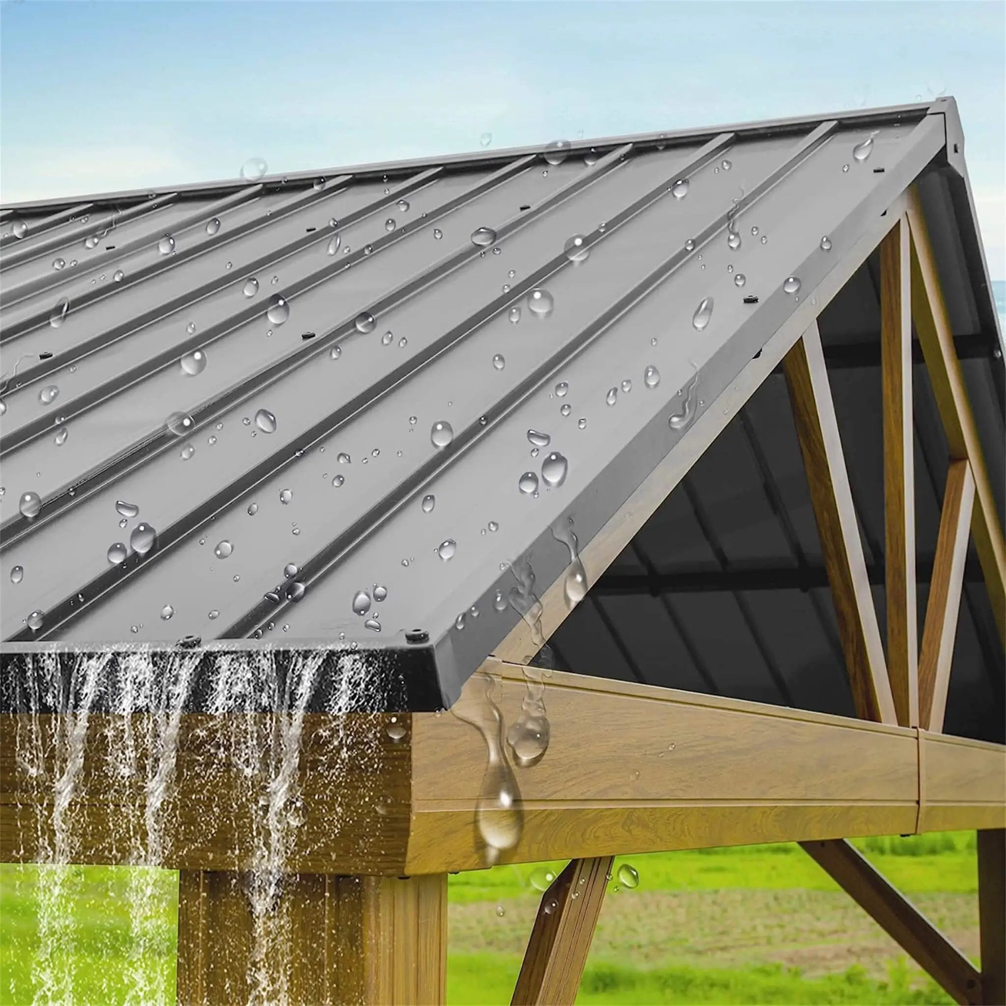 [12X14FT] Alora Hardtop All-Weather Outdoor Gazebo With Galvanized Steel Roof (SAK83261) by SAKSBY WHOLESALE