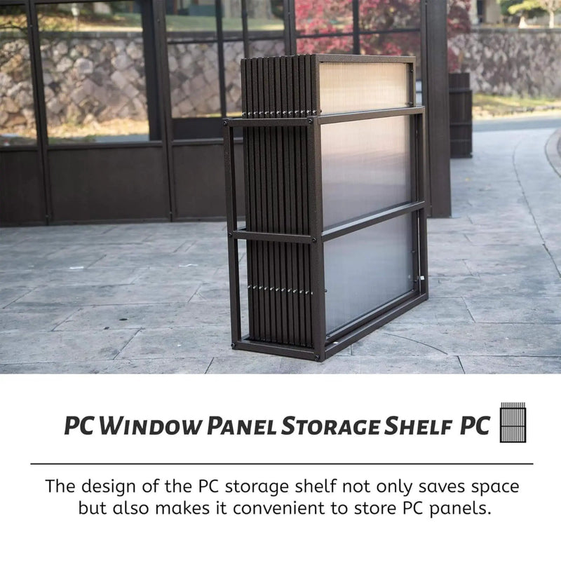 [12x16FT] Alora Pavilion Extra-Large All-Season Outdoor Wall-Mounted Sunroom Solarium With Detachable Polycarbonate Windows And Lockable Sliding Doors (SAK97835) by SAKSBY WHOLESALE