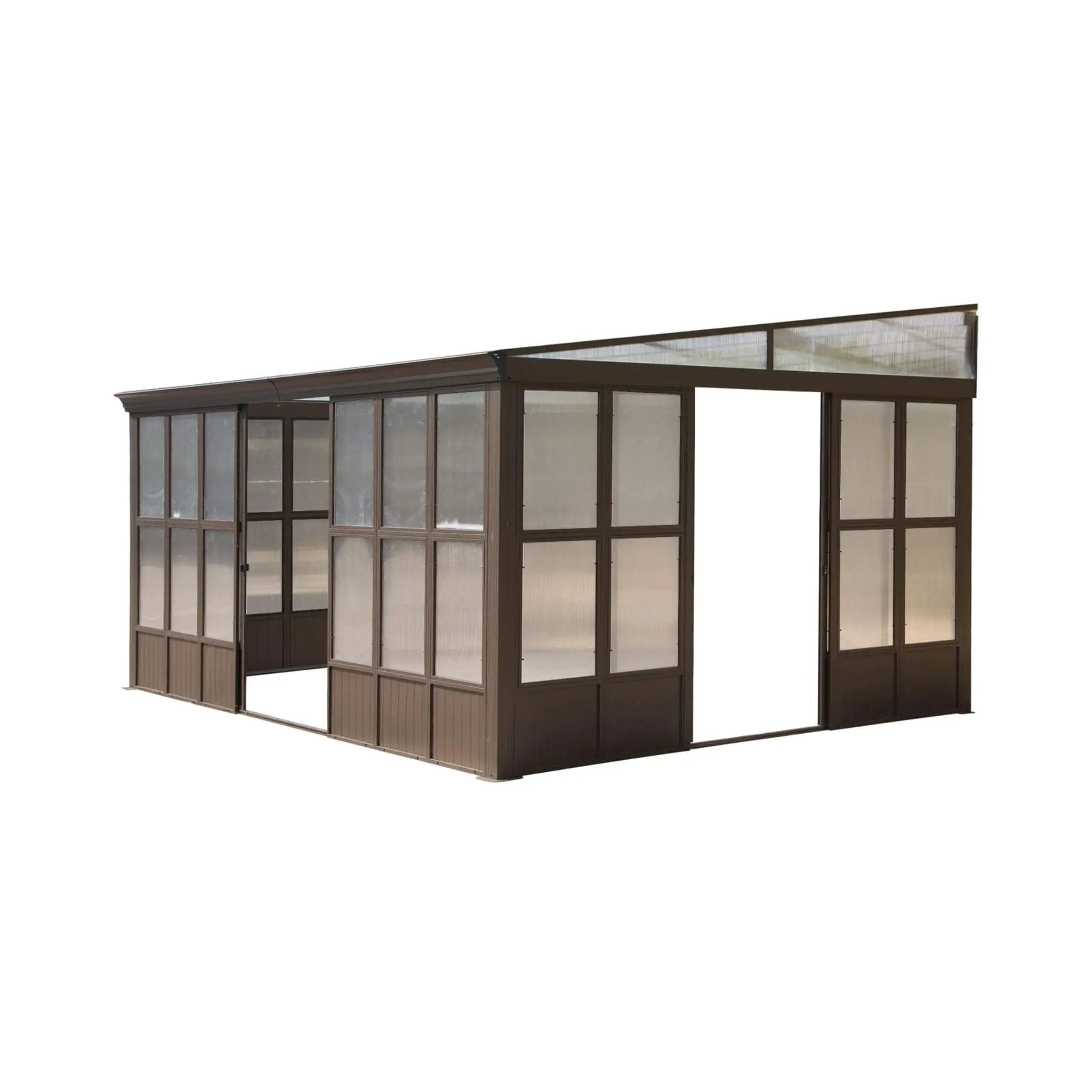 [12x16FT] Alora Pavilion Extra-Large All-Season Outdoor Wall-Mounted Sunroom Solarium With Detachable Polycarbonate Windows And Lockable Sliding Doors (SAK97835) by SAKSBY WHOLESALE