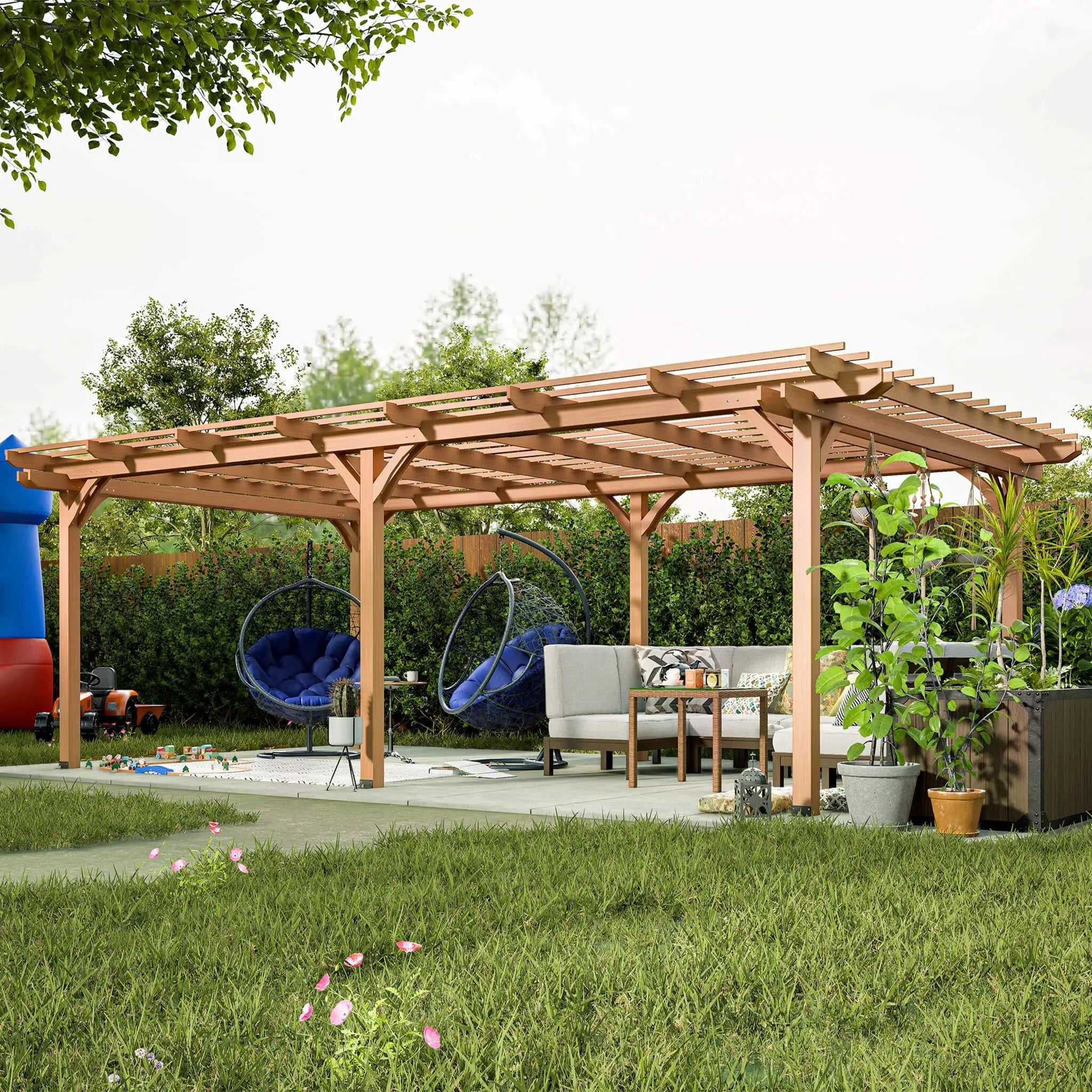 [12X16FT] Alora Extra-Large Outdoor Wooden Waterproof Grape Pergola (SAK76476) by SAKSBY WHOLESALE