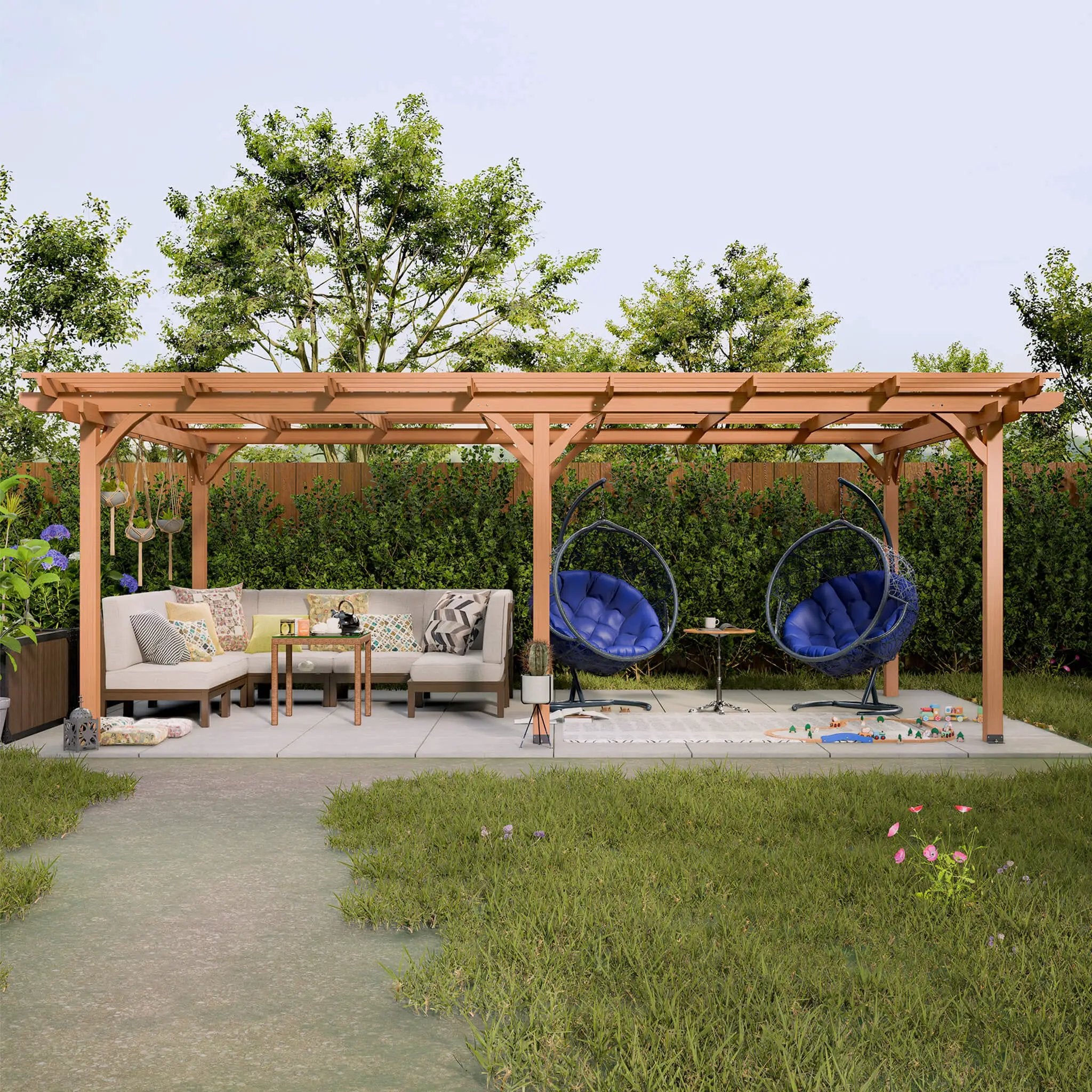 [12X16FT] Alora Extra-Large Outdoor Wooden Waterproof Grape Pergola (SAK76476) by SAKSBY WHOLESALE