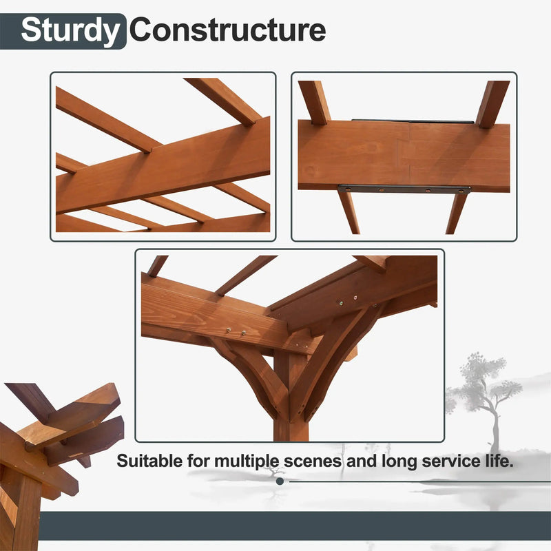 [12X16FT] Alora Extra-Large Outdoor Wooden Waterproof Grape Pergola (SAK76476) by SAKSBY WHOLESALE