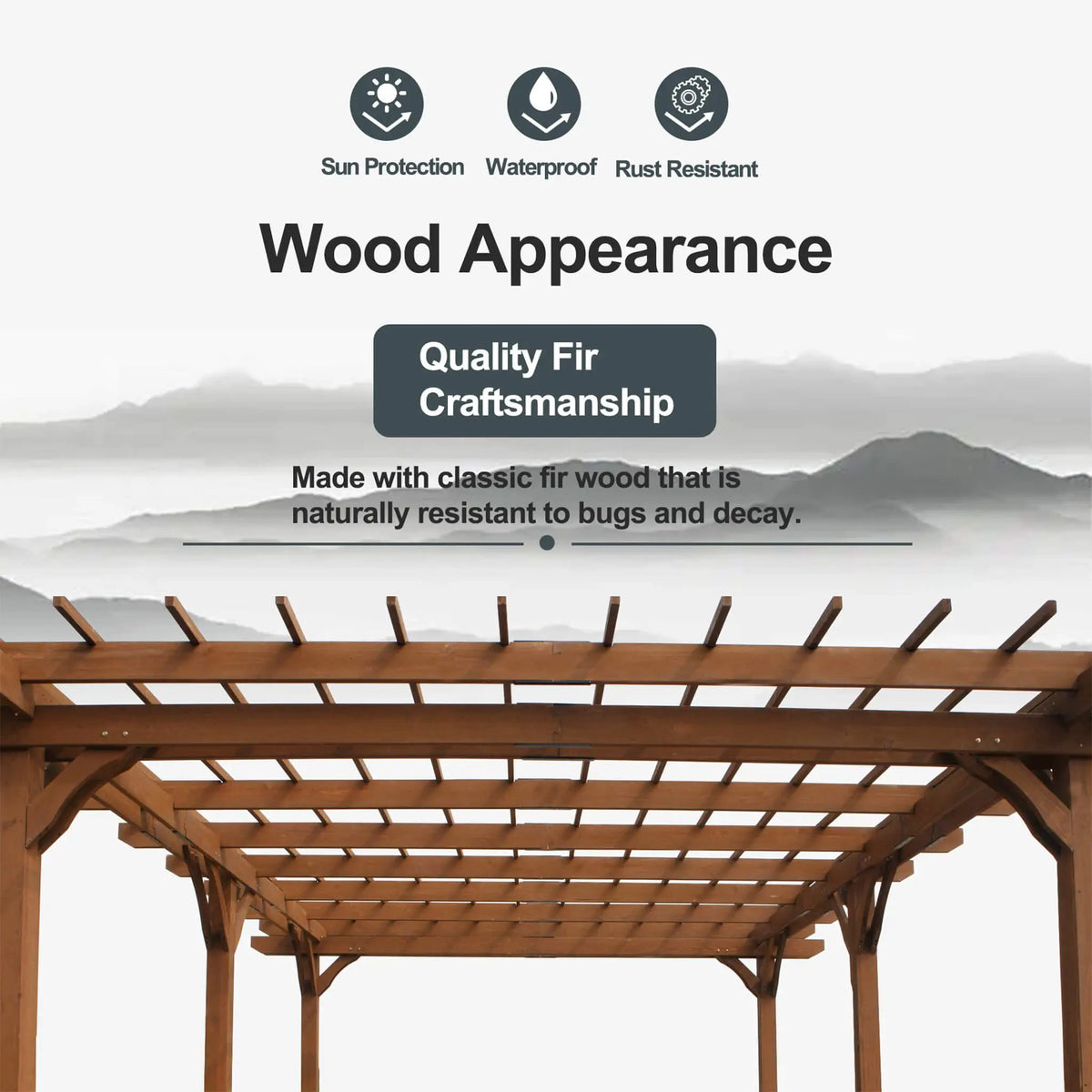 [12X16FT] Alora Extra-Large Outdoor Wooden Waterproof Grape Pergola (SAK76476) by SAKSBY WHOLESALE