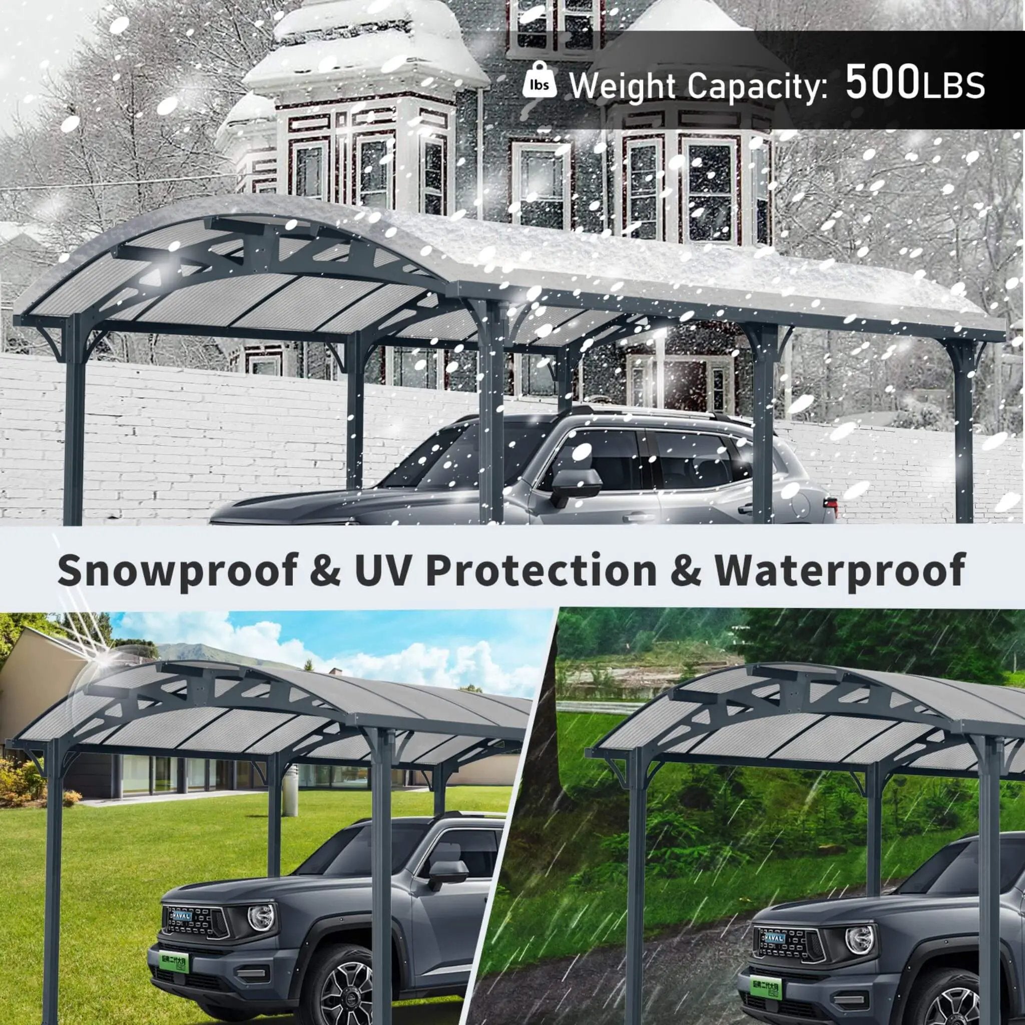 [12X16FT] Alora Large Outdoor Aluminum Arch Carport With Polycarbonate Panels (SAK65820) by SAKSBY WHOLESALE