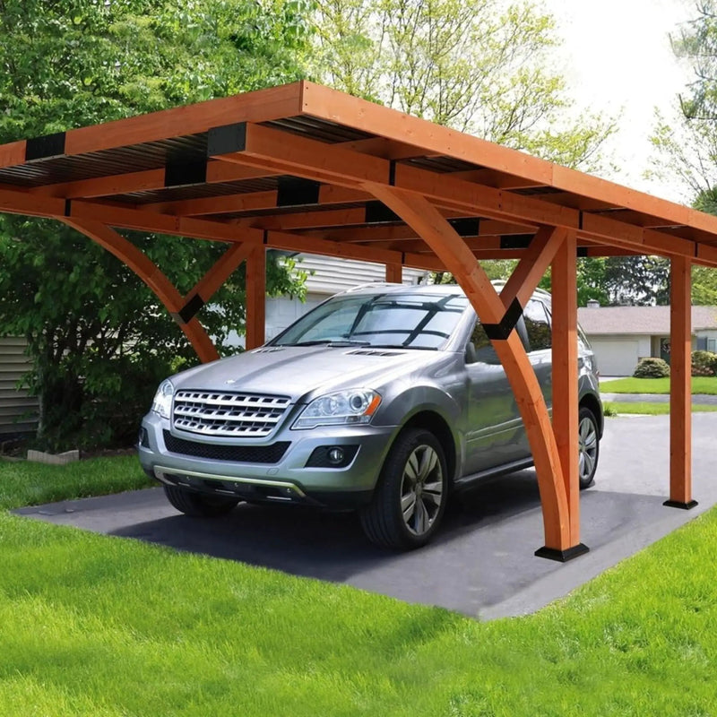 [12X18FT] Alora Premium Heavy-Duty Pine Wood Arc-Shaped Carport With Metal Roof (SAK94716) by SAKSBY WHOLESALE