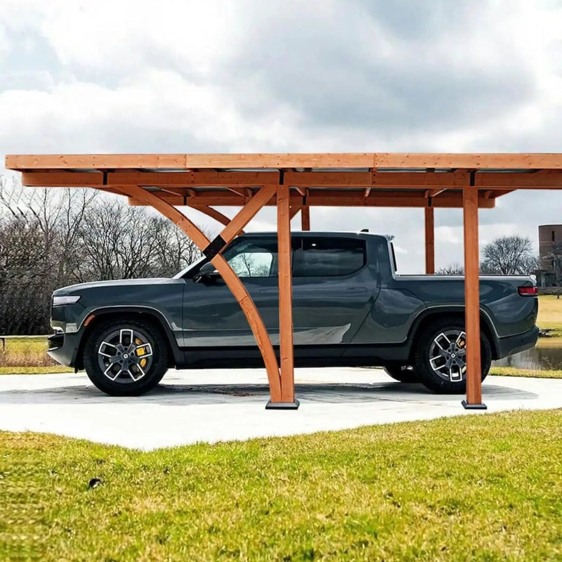 [12X18FT] Alora Premium Heavy-Duty Pine Wood Arc-Shaped Carport With Metal Roof (SAK94716) by SAKSBY WHOLESALE