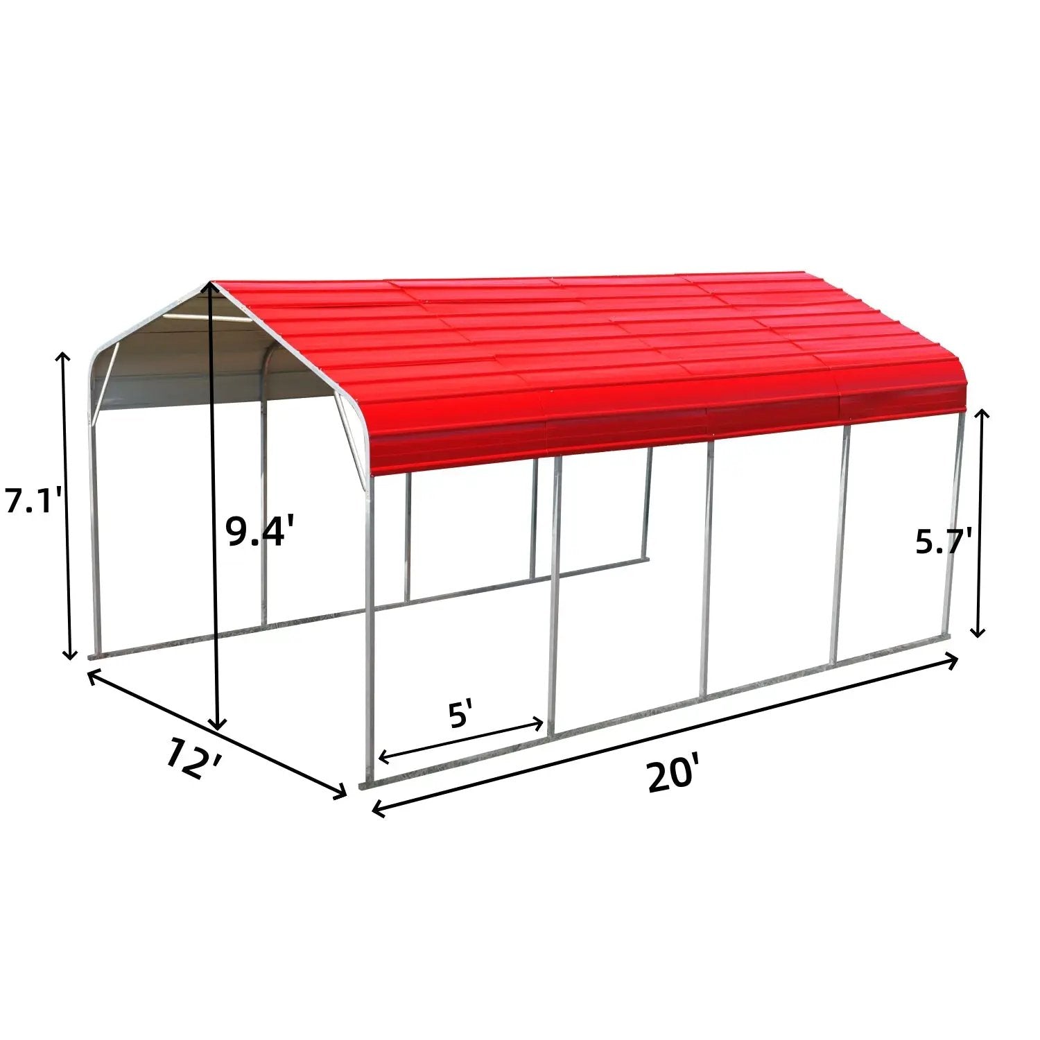 12x20 ft Heavy Duty Metal Garage Carport by Chery Industrial