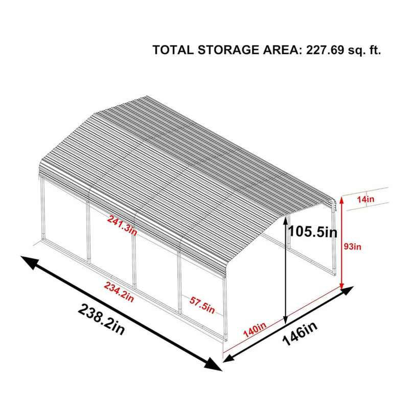 [12X20FT] Alora Premium Heavy-Duty Outdoor Canopy Garage Shelter With Galvanized Metal Roof (SAK91523) by SAKSBY WHOLESALE