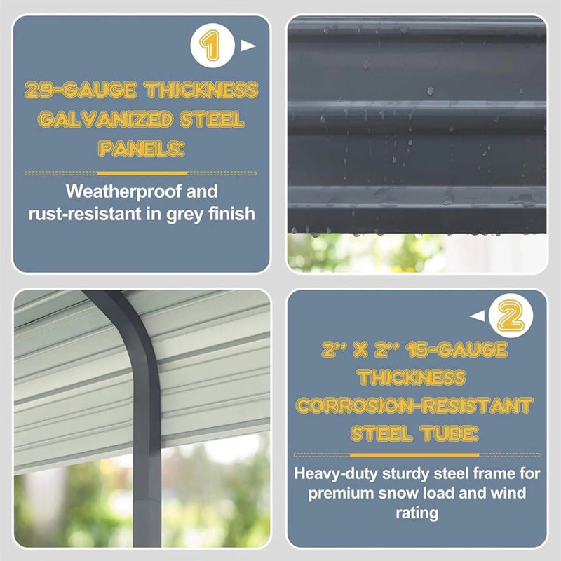 [12X20FT] Alora Premium Heavy-Duty Outdoor Canopy Garage Shelter With Galvanized Metal Roof (SAK91523) by SAKSBY WHOLESALE